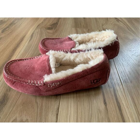 UGG‎ Australia Womens Ansley Suede Mocassin Slippers Fuchsia Pink - Picture 6 of 9